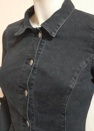 Шикарное джинсовое платье рубашка серого цвета zara autentic denim made in turkey7 фото