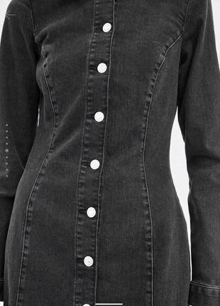 Шикарное джинсовое платье рубашка серого цвета zara autentic denim made in turkey3 фото
