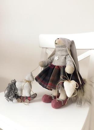 Набор подарок на новый год зайка тильда игрушка лошадка рождество николая