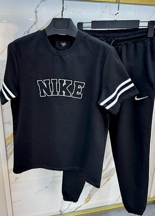 Летний черный спортивный костюм комплект футболка и штаны винтажный nike