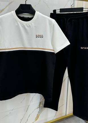 Літній чоловічий спортивний костюм комплект футболка і штани hugo boss