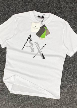 Мужская белая стильная футболка armani exchange