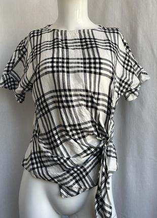 Лляна блуза у смужку zara basic натуральна тканина легка літня кофтинка ( cos, oska, mango, h&m )