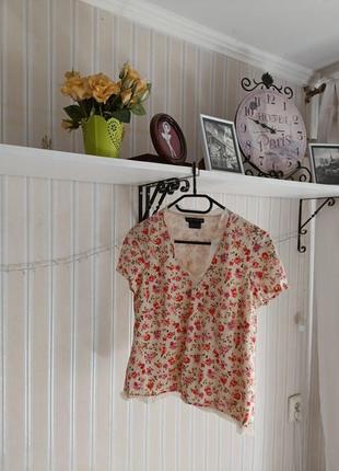 Блуза квітчастий принт 100% натуральний шовк5 фото