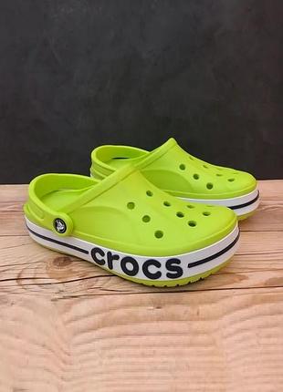 Крокс баябенд клог  дитячі зелені crocs bayaband clog kids lime punch/navy