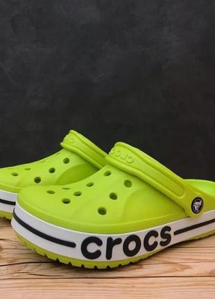 Крокс баябенд клог  дитячі зелені crocs bayaband clog kids lime punch/navy7 фото
