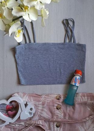 Топ майка стильный трендовый серый тонкие двойные брители