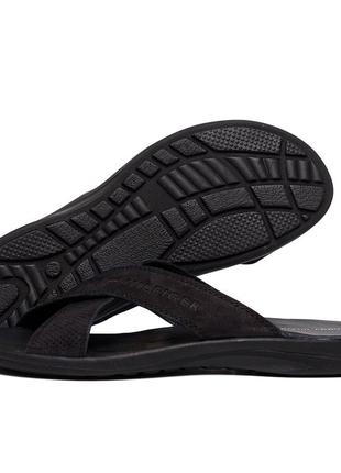 Чоловічі шкіряні літні шльопанці-сланці tommy hilfiger black