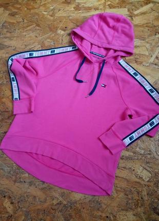 Котоновивий світшот батнік толстовка із лампасами tommy hilfiger sport