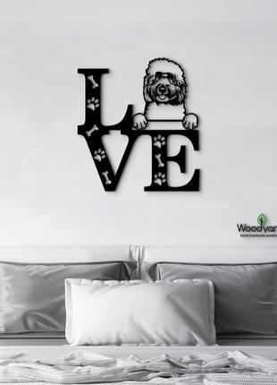 Панно love&paws голдендудль 20x23 см - картини та лофт декор з дерева на стіну.