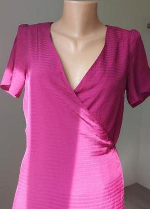 Новое люксовое платье king louie на запах длина миди цвет фуксия вискоза шелк размер s
