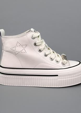 Кеди жіночі шкіряні високі 589442 білі