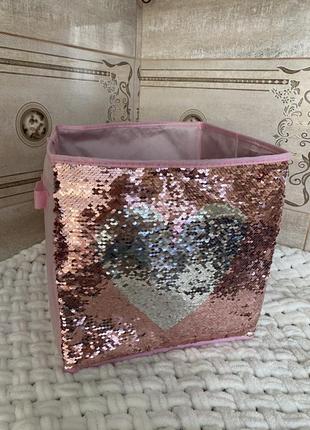 Корзинка с пайетками / органайзер для дома / ящик для хранения вещей / корзина / обмен есть