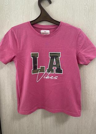 Рожева футболка з принтом,розмір xs-s