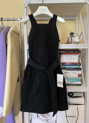 Шикарний джинсовий сарафан плаття сукня ефект потертості денім zara
