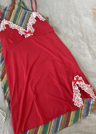 Сексуальна червона нічна сорочка, міні-сукня для сну з v-подібним вирізом