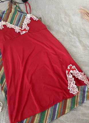 Сексуальна червона нічна сорочка, міні-сукня для сну з v-подібним вирізом