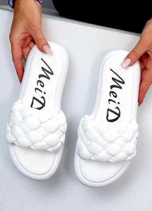 Шльопанці "darin", білий, екошкіра