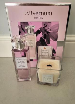 Парфюм, туалетная вода allvernum cherry blossom &amp; musk, свеча с древесным угнетением