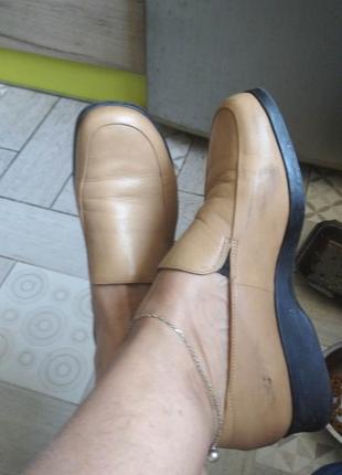 Мягкие туфли натур кожа цвет кэмел 39р маломерки clarks