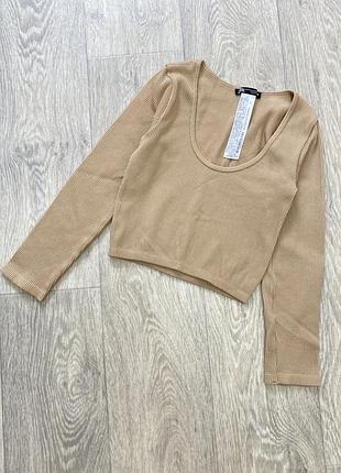 Бежевый бесшовный кроп топ zara размер xs - s
