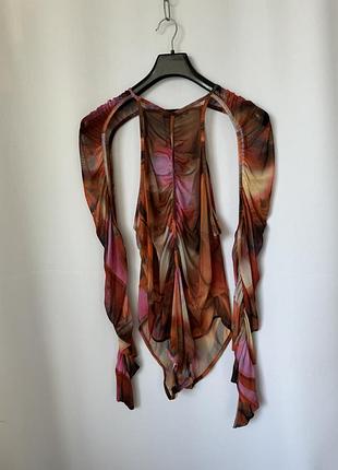 Боді сіточка з рукавами відкритий батал великий розмір цікавий топ plt яскравий різнокольоровий