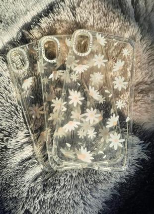 Чохол прозорий з ромашкамм  на iphone xs max