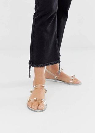Прозорі сандалії river island із заклепками