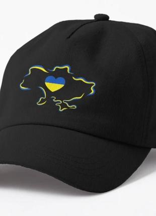 Кепка унісекс з патріотичним принтом україна серце на карті ukraine
