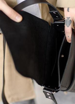 Мужская сумка мессенджер через плечо ручной работы из натуральной кожи черного цвета2 фото