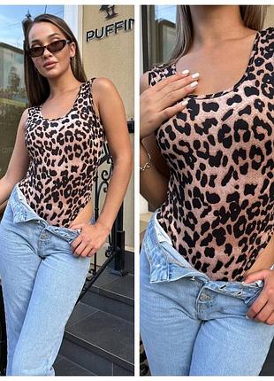 Женское боди с леопардовым принтом
