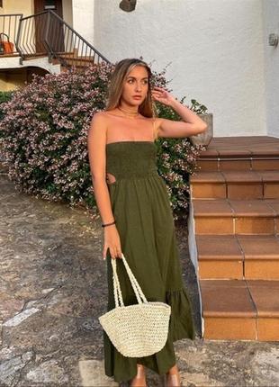 Оливкова сукня  zara