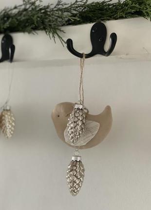 Ялинкові прикраси іграшки новорічні декор ялинка різдво текстильна пташка3 фото