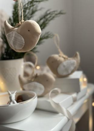 Ялинкові прикраси іграшки новорічні декор ялинка різдво текстильна пташка7 фото