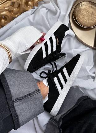 Adidas gazelle  black white5 фото