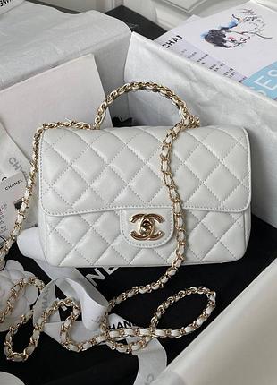 Сумка біла стьобана з ручкою