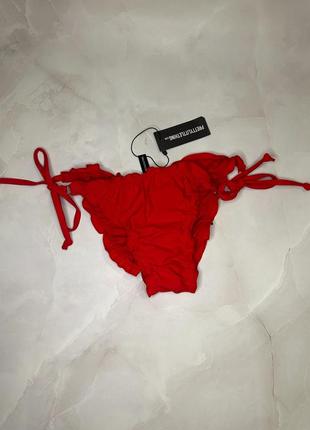 Червоні плавки від купальника низ окремо рюші на зав'язках бразіліана сборка prettylittlething