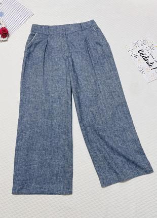 Прямые серо-голубые брюки в составе с льном от бренда next  🌷  размер 522 фото