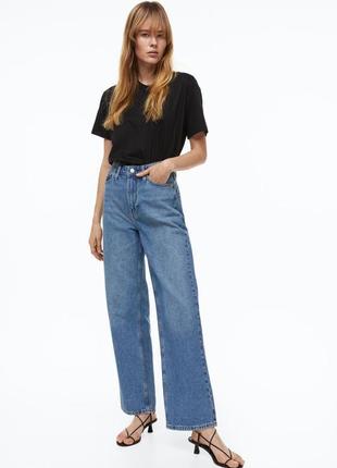 Прямые широкие джинсы h&m loose straight high waist eu38 р.3 фото