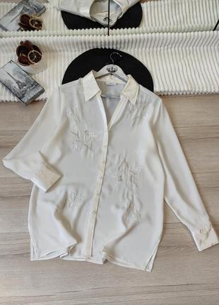 Винтажная рубашка блузка с вышивкой m&s