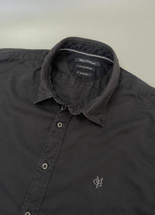 Базовая классическая черная рубашка marc o polo с логотипом на груди, марк о поло, однотонная, лого, оригинал, под пиджак, брюки, нарядная, легкая8 фото