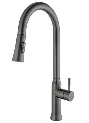 Смеситель для кухни globus lux alpen sbt1-2033-gp, в вытяжной лейкой, графит