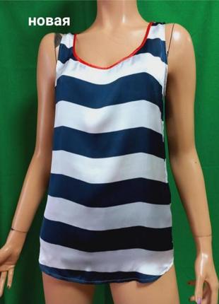 Новая шелковистая блуза-топ в широкую полоску. ньюнас. tommy hilfiger