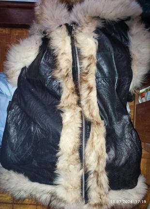 Жилет кожа мех