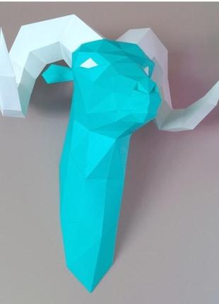 Paperkhan конструктор із картону баран овен трофей оригамі papercraft 3d фігура розвивальний набір антистрес