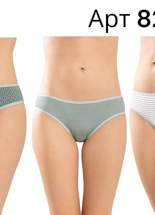 Трусы слип 3 шт хлопковые женские baykar турция арт 8218 оливковый микс