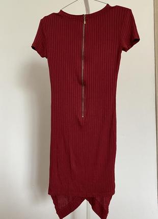 Бордова сукня в рубчик  xs4 фото