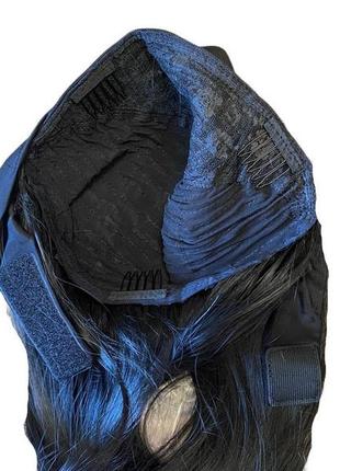 Парик женский ровный с повязкой резинкой черный длинный 70см из искусственных волос