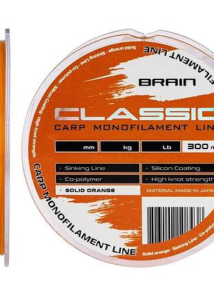 Леска тонущая с силиконовым покрытием brain classic carp line 300м 0,35мм