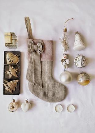 Набір із 3 шт різдвяний новорічний носок сапог панчоха, подарунок, декор для дому ялинки іграшка3 фото